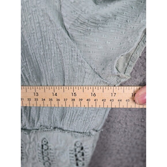 Altar'd State Dress Womens L Green Cottagecore A-Line Ruffles Peek A Boo Trim - Picture 9 of 16